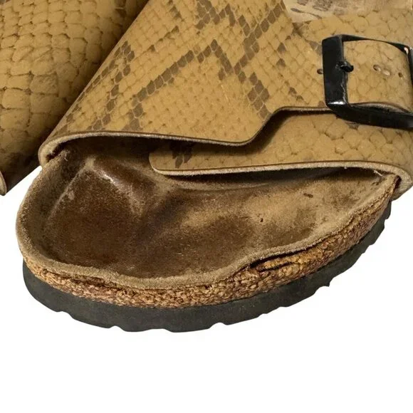 Birkenstock Birki's Catalina Snakeskin Gold Slide Sandals Women’s Size 8 *FLAWS* - Picture 12 of 16